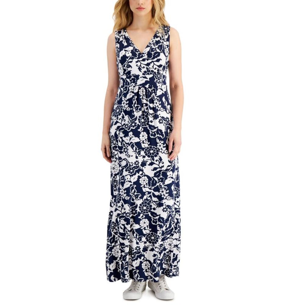 Charter Club Womens Sleeveless Cross Front Maxi Dress